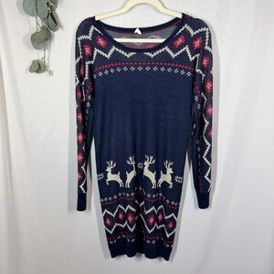 Pink Blush | Maternity Sweater Dress Winter Long Sleeve Reindeer Women’s Size S